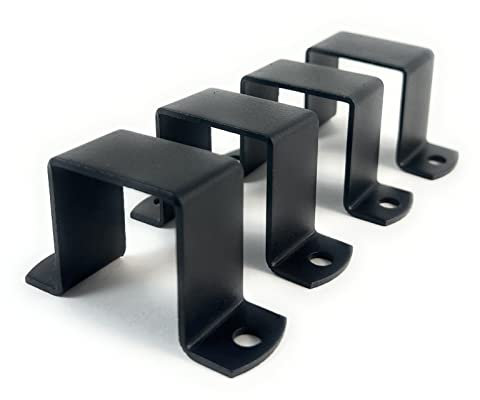 Baru Decor - 1x1 Square Tube Strap Clamp, Powder Coated Black, bracket clamp U-type - 4-Pack