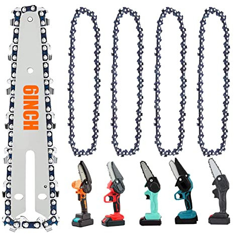 Sporgo 4 Stück 6 Zoll Kettensäge Kette: 37TG Sägeketten 6 zoll mini Kettensäge Kette, 1/4 Zoll 18Klinge Kettensägenketten, Ersetzbar Mini-Sägekette für 18.5cm Bar, für Zimmerei und Landschaftsbau