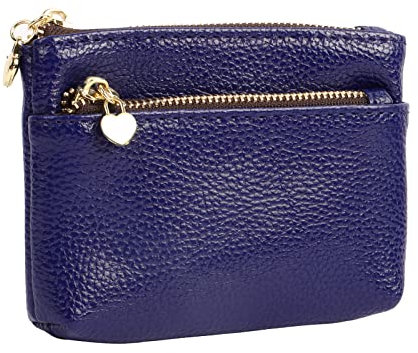 Minicloss Porte Monnaie Cuir Véritable pour Femme, Mini Porte Monnaie Cuir Sac à Main en Souple Purse Wallet pour Femme Homme Enfant Fille (Bleu)