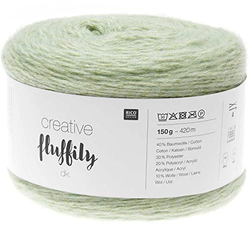 Bobbelwolle mit Glitzer 150 g | Rico Creative Fluffily dk | Flauschgarn mit dezentem Glitzereffekt | Wolle Nadelstärke 4 zum Stricken und Häkeln (013 Aqua)