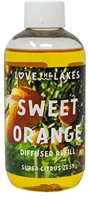 Love the Lakes Sweet Orange Reed Diffuser Refill - 200ml | Refreshing Orange Citrus Scent | Made in England
