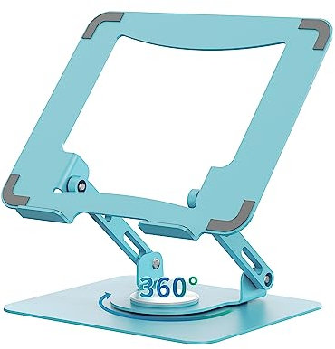 SOUNDANCE Laptopständer mit 360° drehbarer Basis, Ergonomische Computererhöhung für Schreibtisch, Einstellbare Höhe, Faltbare Laptophalterung, Stabile Unterstützung 10-15,6 Zoll Notebook, Blau