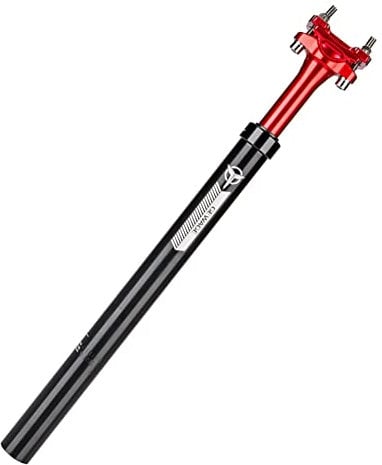 Fahrrad Sattelstütze, Federsattelstütze mit 27,2/30,9/31,6 x 400 mm Durchmesser, Sattelstütze Gefedert aus Aluminiumlegierung für E-Bike, MTB, Downhill, Trekking Citybike (31,6 mm Rot)