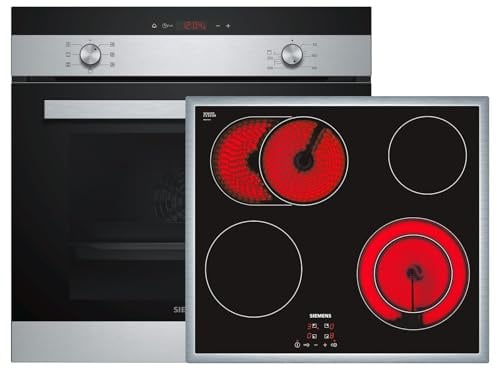Siemens EQ112EA01Z Set Backofen Edelstahl HB113FBS1 + Glaskeramik Kochfeld autark ET645HN17E