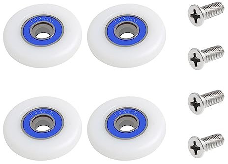 Qikuver 27mm Duschtürrollen, 4 Stück Duschtürrollen Duschkabine Rollen, Ersatzteile Duschkabinen Duschtür Schiebetür Ersatzrollen für Duschkabinentür, Obere und Untere Ersatzteile (27MM)