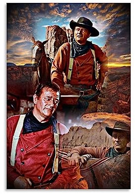 UMCHU John Wayne Movies Art Poster Dekorative Malerei Leinwand Wandkunst Wohnzimmer Poster Schlafzimmer Malerei,Wandkunst Bilddruck Moderne Familienzimmer Dekor 12x18inch(30x45cm)