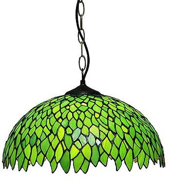 16 Zoll Retro Küche Pendelleuchte Tiffany Glas Deckenleuchte Hängelampe Blatt E27 Vintage Küchenlampen Höhenverstellbar Loft Esszimmer Hängeleuchte für Esstisch Wohnzimmer Schlafzimmer Cafe Bar (A)