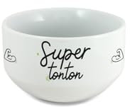 DECOHO - Bol personalisé petit déjeuner ou soupe modèle Super Tonton - Idée cadeau personnalisé pour son oncle - Blanc