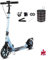 Big Wheel Scooter mit Ständer- Aluminium-Roller mit LED aufleuchten Räder & Tragegurt- Höhenverstellbarer & Klappbarer Cityroller-bis zu 150kg- Tretroller für kinder ab 8 jahre & Erwachsene ,Blau
