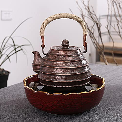 Hand-Made, A Copper Skin to Create a Copper Bottle, Coffee Pot, Kettle, Copper Teapot, Vintage Handle, Pot, Japanese Tea Set-Thread Pot Suit