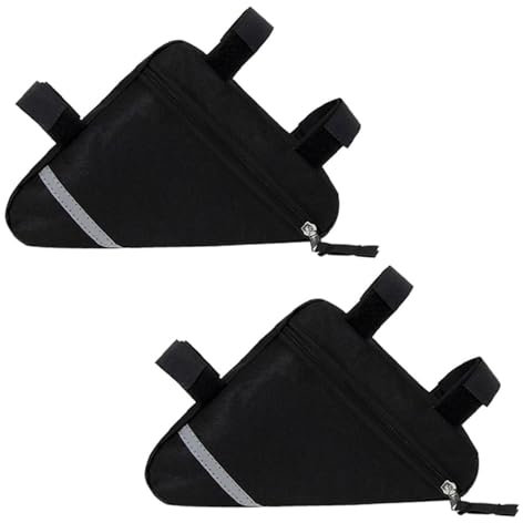 QitinDasen 2 Stück Fahrrad Dreiecktaschen, wasserdichte Fahrrad Vorderrohr Rahmentasche, Doppelseitige Reflektierende Dekoration Macht Nachtfahrten Sicherer (Schwarz)