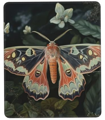 Small Mousepad Beautiful Moth Mousemat with Non-Slip Rubber Base Mini Mousepad for Wireless Mouses Laptop Mousepads for Men Women Computer Keyboard mat Desk Pad 7.9 x 9.5 in