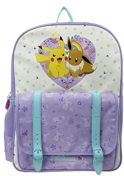 CYPBRANDS - Pokémon, Zaino, Adattabile a Carrello, Materiale scolastico, Collezione Flowers, Colore viola, Prodotto Ufficiale, Viola, Estandar, Casual