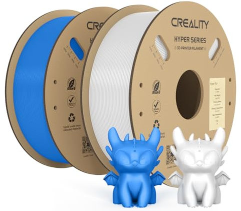 Creality Official Hyper PLA Filament Weiß+Blau 2KG, 3D Drucker Filament für Hochgeschwindigkeitsdruck, langlebig und widerstandsfähig, glatt, Überhang Leistung Maßgenauigkeit +/-0.03mm, 2 Rollen