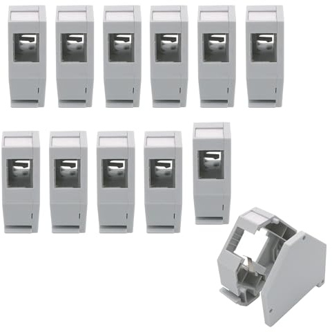 ARLI Hutschienenadapter für RJ45 Keystone Modul – 12 Modularer Adapter für 35 mm Standard-Tragschienen mit Erdungsfeder Abdeckung Beschriftungsfeld – Universal für alle Cat Keystone Jacks – 12x Stück