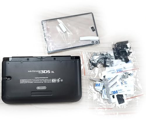 Schwarzes 3DSXL Extra Gehäuse Ersatz für alte 3DS XL/LL 3DSLL Konsole DIY Abdeckplatten + Tasten Schrauben Stylus Pads Protector Aufkleber Komplettset