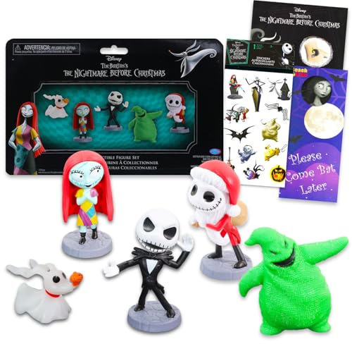 Nightmare Before Christmas Cake Topper - Jack Skellington Cake Decorations Bundle with 5 Nightmare Before Christmas Cake Toppers Figures, Stickers, More | Nightmare Before Christmas Party Supplies