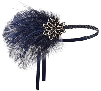 BABEYOND 1920s Stirnband Feder Damen 20er Jahre Stil Flapper Showgirl Charleston Haarband Great Gatsby Damen Fasching Kostüm Accessoires Marineblau