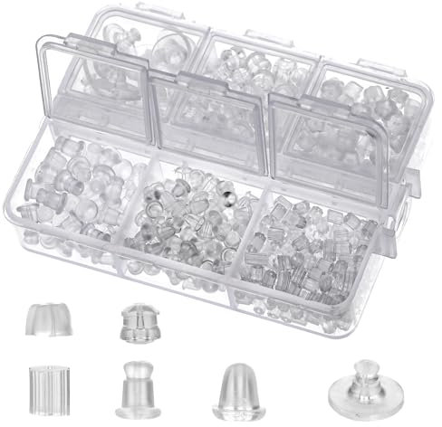 550 Stück Ohrring Verschlüsse Für Ohrstecker, 6 Stile Durchsichtige Ohrringe Sicherheitsverschluss Ohrringverschlüsse Durchsichtige Ohrringstopper Aus Gummi Ohrverschlüsse Ersatzverschlüsse