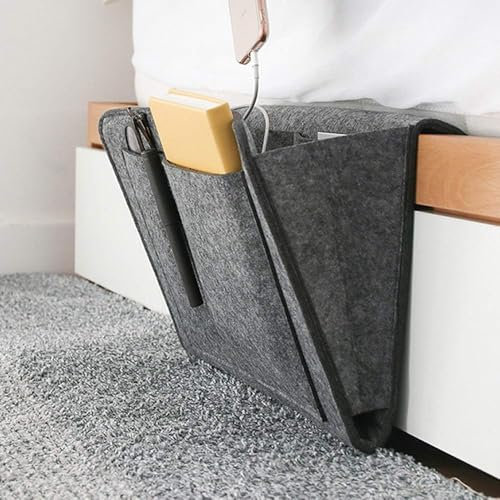 CHAOTEMAI Comodino Sospeso Organizer Borsa Porta Borse da Armadio Portaoggetti da Appendere Comodini Sospesi Porta Telecomando da Tavolo,per Telefono Telecomando Magzine Occhiali Libro (Grigio)
