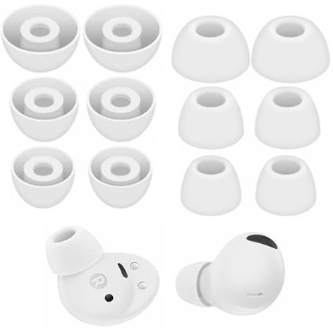 Rhinenet Ear Tips for Galaxy Buds 2 Pro In Ear tips buds Cover Eartips, Fit in The Charging Case Compatible with Samsung Galaxy Buds pro 2 Earbuds Silicone Ear Cover Earplugs S/M/L 6 Pairs (White)