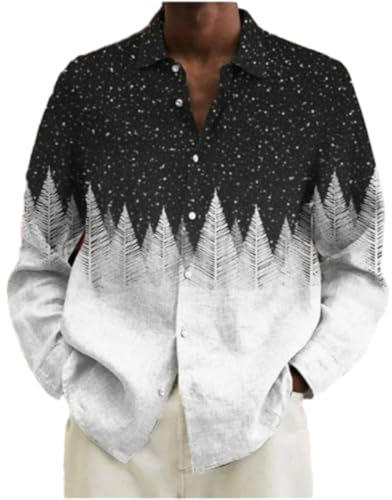 Mode Shirt Herren Leichte Trend Gutaussehend Longsleeve Shirts Bankett Abschlussball Vintage LongsleeveTops Dünn Einzigartig Druck CasualShirt MQ-02 L