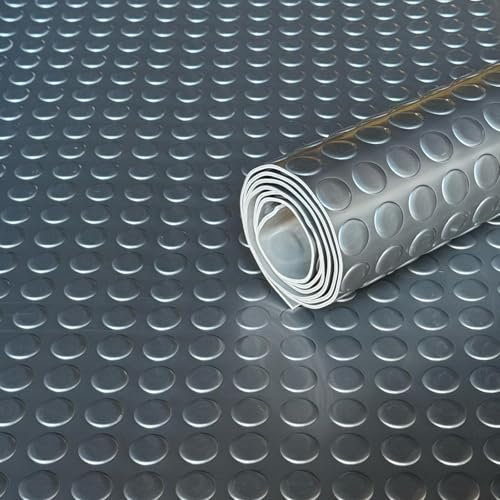Shield Autocare 3m x 1.5m Silver Coin PVC Flooring Roll | Non Slip Industrial Lino Vinyl Floor Matting for Garage Work Van Heavy Duty 3mm Thick 1.5m Width