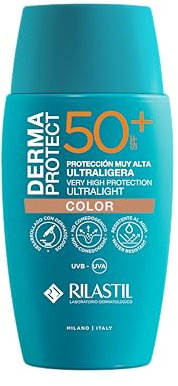 Rilastil - Dermaprotect 50+ Color, Protector Solar, Protege la Piel de los Rayos UVB, UVA y la Luz Azul, Hidrata y Previene el Envejecimiento, Acabado Natural, Todo Tipo de Pieles - 50 ml