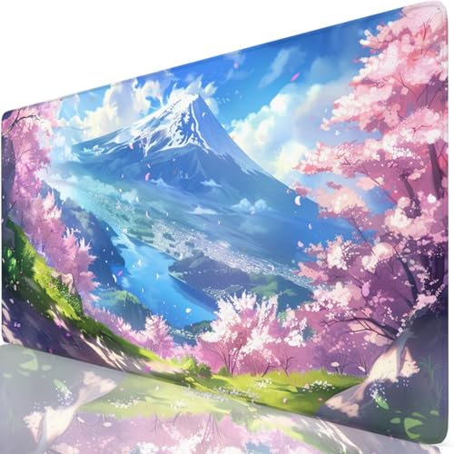 Tapis de Souris XXL 100x50cm, Montagne Tapis de Souris Gaming, sous Main Bureau Gaming Japon Mouse Pad avec Coutures sur Les Bords, Antidérapant Mouse Pad Accessoire Bureau pour Gamer, Maison Y8-174