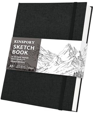 KINSPORY A5 Sketchbook, Sketch Pad, Drawing Pad, 150gsm, 21 × 14.8cm