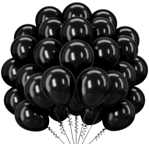 Luftballons Schwarz, 62 Stück Schwarze Luftballons Geburtstag für Halloween | Helium Luftballons Schwarz, Balloons Black für Geburtstagsdeko Hochzeit Babyparty Abschluss Neujahr Halloween Casino, 12 Zoll