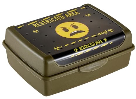 keeeper carla Essensbox, Midi, 1 l, Emoji Danger, Olivgrün | Praktischer und sicherer Clipverschluss, Mühelos mit nur einem Klick öffnen, Zuverlässig verschließen, Lebensmittelecht