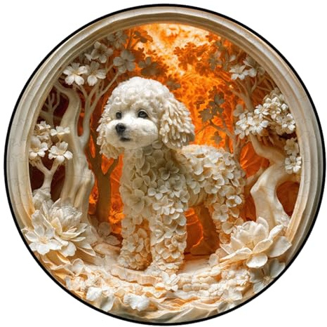 3D Visualeffekt Holz Puzzle Weißes Tier mit Blumendesign Herausforderndes Familienspiel Einzigartige Moderne Wandkunst Deko (L-28×28 cm)