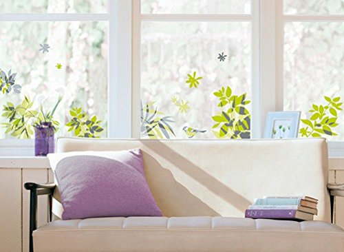 Fenstersticker XXL Blätter und Vogel