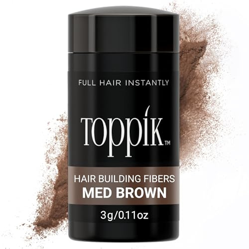 TOPPIK Fibres Capillaires Densifiantes à base de Kératine, Châtin foncé - 3g - Cheveux à l'Aspect Naturellement plus Epais – Pour densifier Racines, Ligne Frontale, Barbe, Calvitie