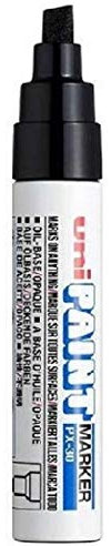 Uni Colour Broad (4-8.5mm) PX-30 Black Oil Paint Marker Pen Metal Glass Wood Plastic Stone Outdoor mm Metal Chisel Nib Tip (Pack Of 1)