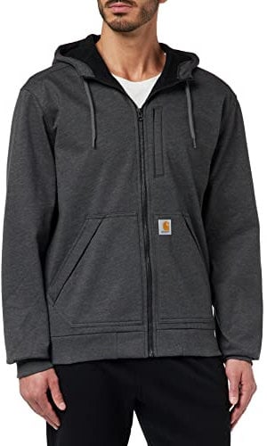 Carhartt, Felpa Wind Fighter®, Relaxed Fit, media pesantezza, Full-Zip Uomo, Carbone , S