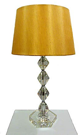 Dapo LED-Kristall-Tisch-Leuchte-Lampe Kary, H: 54 cm, inklusive LED-Leuchtmittel E27 1x 6W, Nachttisch-Fenster-Kommode-Fernseh-Leuchte-Lampe (klar-Gold, Kary 54 cm)