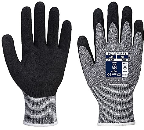 Portwest VHR Advanced Cut & Grip Gloves, Color: Grey/Black, Size: L, A665GRRL