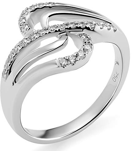 Orphelia Damen-Ring Gold & Diamond Collection 750 Weißgold rhodiniert Diamant (0.19 ct) weiß Rundschliff - RD-3375/50
