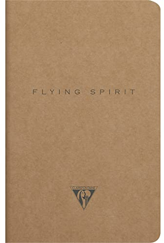 Clairefontaine 103506C - Heft Flying Spirit liniert 11x17 cm 48 Blatt Velinpapier elfenbein 90g, Braun, in Retro Designs sortiert, 1 Stück
