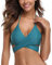 SHEKINI Damen Bademode Rückenfrei Verstellbar Crossover Ties-up Bikinioberteil Push up Triangel Strandkleidung (M, Bikini Top-Dunkelgrün)