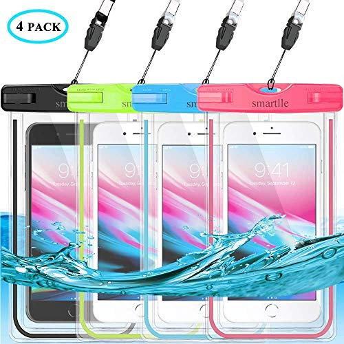 smartlle wasserdichte Handyhülle 4 Stücke, Handy Wasserfest Hülle Handytasche Wasserdicht für iPhone 14 13 12 11 Pro Max Plus X XR XS MAX,Galaxy S22 S21 S20,7.0 Zoll IPX8 Wasserdicht Tasche Beutel