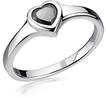 MATERIA Damen Ring Herz Silber 925 schwarz - Silberring Cocktailring Verlobung Liebe 17,2mm mit Ringetui SR-167-54