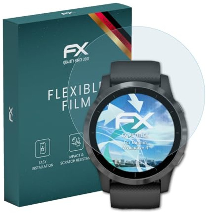 atFoliX Schutzfolie kompatibel mit Garmin Vivoactive 4 Folie, ultraklare und flexible FX Displayschutzfolie (3X)