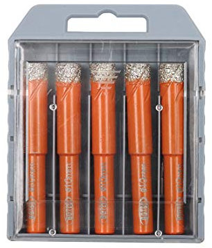 BGTEC Brocas de Perforación de Diamante Soldado con Vástago Redondo para Baldosas de Porcelana, Mármol, Cerámica, Ladrillo, 5 piezas, 10 mm