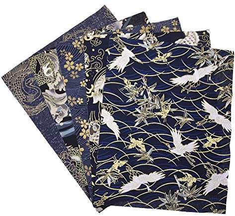 Baumwollstoff Stoffreste,5 Stück 20 x 25 cm Patchwork Stoff Paket Baumwollstoff Meterware für Nähen Basteln DIY Kleines Blumenmuster Japanischer Stil Stoff (01)