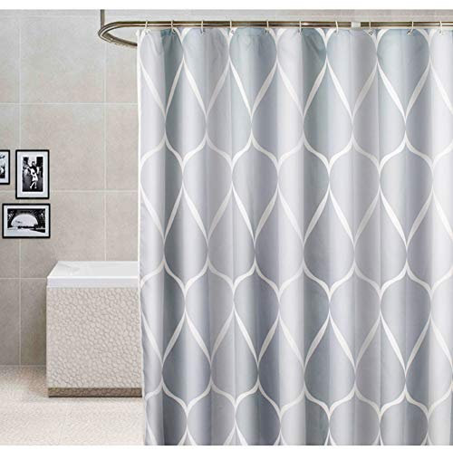 Xiongfeng Duschvorhang 240x200 Extra Breit Vorhang Textil Grau Weiß Gestreift Muster Blickdicht und Wasserabweisend Shower Curtains aus Polyester mit 16 Duschvorhangringen und Beschwertem Saum