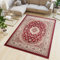 TAPISO Dubai Teppich Kurzflor Klassisch Orientalisch Creme Rot Floral Ornament Bordüre Design Wohnzimmer Schlafzimmer Meliert ÖKO-TEX 120 x 170 cm