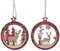 Christbaumschmuck Holz Kugeln mit Hirsch 9cm x 1 Stück sortiert Schottenkaro Waldtiere gold rot